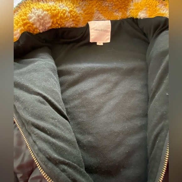 Thread & Supply Aztec Print Yellow and Black Fleece and Quilted Jacket Size S - Picture 8 of 15